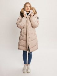 Bébé Płaszcz zimowy w kolorze beżowym rozmiar: S. Brązowe płaszcze damskie bebe, na zimę, s, bez wzorów, z puchu. Za 339.37 zł.