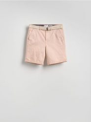 Szorty slim fit - różowy. Czerwone szorty męskie Reserved, z bawełny, bez kołnierzyka. Za 139.99 zł.
