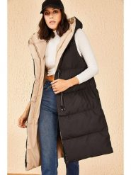 Bianco Lucci Dwustronna kamizelka pikowana w kolorze czarno-beżowym rozmiar: 38. Brązowe kamizelki damskie Bianco Lucci. Za 156.61 zł.