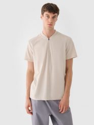 4F Koszulka polo męska - beżowa XL. Brązowe koszulki polo męskie 4f, m, bez wzorów, z bawełny, bez ramiączek. W wyprzedaży za 59.99 zł.