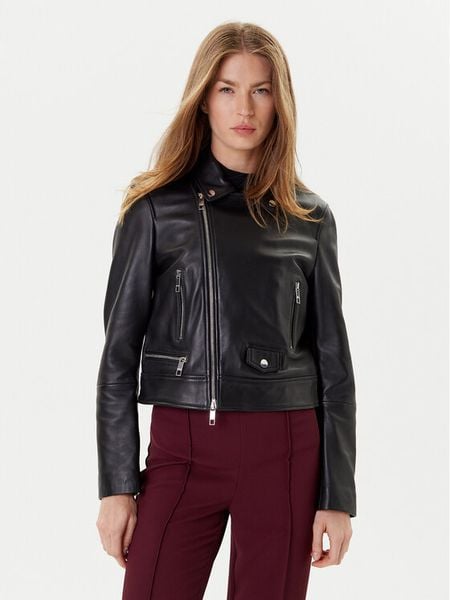 BOSS Kurtka skórzana Sayuri 50548471 Czarny Regular Fit. Czarne kurtki damskie Boss, bez wzorów, ze skóry, bez kaptura. Za 1,409.99 zł.