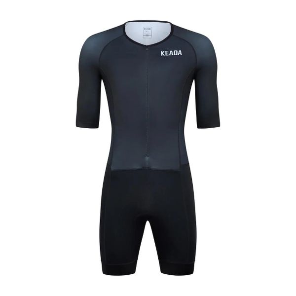 Damski kombinezon triathlonowy Essential z rękawami – czarny. Czarne kombinezony damskie KEADA SPORTS, xl, bez wzorów, z materiału, bez kołnierzyka, bez ramiączek. Za 549.00 zł.