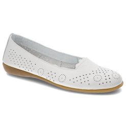 Białe Baleriny Pollonus Elastyczne Buty Ze Skóry. Białe baleriny damskie Pollonus, z aplikacjami, ze skóry, bez obcasa. Za 209.00 zł.