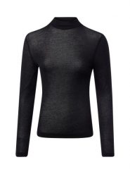 Opus koszulka z długim rękawem z domieszką wełny Kobiety wiskoza czarny, 40. Czarne t-shirty damskie Opus, bez wzorów, z materiału, bez kołnierzyka. Za 249.95 zł.