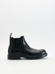 Botki ze skórą naturalną - czarny. Czarne buty zimowe męskie Reserved, z materiału, bez zapięcia. Za 219.99 zł.