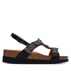 Sandały Scholl. Czarne sandały damskie Scholl, bez wzorów, bez obcasa, na płaskiej podeszwie. Za 339.99 zł.