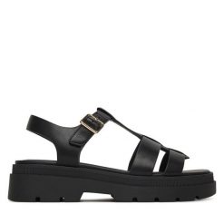 Sandały Geox. Czarne sandały damskie Geox, bez wzorów, bez obcasa, na płaskiej podeszwie. Za 509.99 zł.