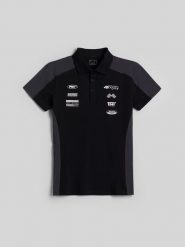 4F Koszulka polo slim męska - czarna S. Czarne koszulki polo męskie 4f, m, bez wzorów, z dzianiny, bez ramiączek. Za 99.99 zł.