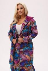 Bluza z kapturem Marbella - artystyczny marmurkowy print PLUS SIZE XXL OVERSIZE. Czerwone bluzy z kapturem damskie Moda Size Plus Iwanek, na jesień, plus size, z bawełny. Za 329.90 zł.