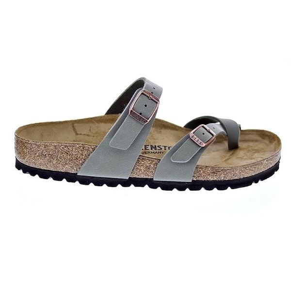 Klapki Birkenstock Mayari Damskie. Szare klapki damskie Birkenstock, bez wzorów, z materiału, bez obcasa. Za 691.00 zł.