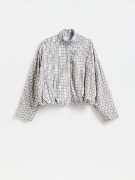 Koszula w kratę - wielobarwny. Koszule damskie Reserved, l, bez wzorów, z bawełny, bez kołnierzyka, bez ramiączek. Za 139.99 zł.