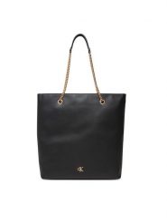 Calvin Klein Torebka Minimal Monogram Chain Tote LV04F3204G Czarny. Czarne torebki klasyczne damskie CALVIN KLEIN, bez wzorów, ze skóry, bez dodatków. Za 429.99 zł.
