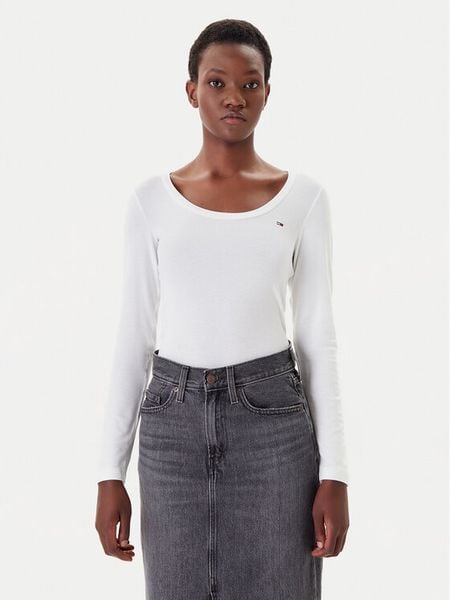 Tommy Jeans Bluzka DW0DW20921 Biały Regular Fit. Białe bluzki damskie Tommy Jeans, xl, bez wzorów, z jeansu, bez ramiączek. Za 139.99 zł.