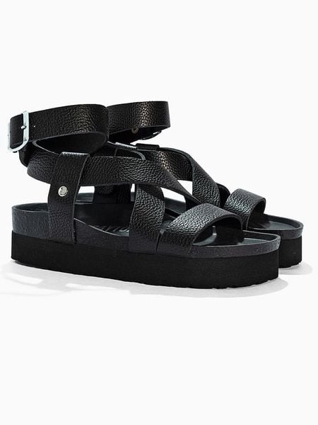 BACKSUN Skórzane sandały "Mykonos" w kolorze czarnym rozmiar: 40. Czarne sandały damskie Backsun, bez wzorów, bez obcasa. Za 229.95 zł.