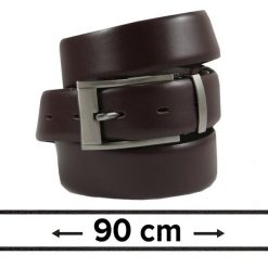 Pasek do Spodni Męski, Ciemny Brązowy 90cm, Skórzany, Elegancki, Możliwość Skrócenia -ZET. Brązowe paski męskie Zet, bez wzorów, ze skóry, eleganckie. Za 89.00 zł.