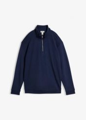 Bluza z bawełnianego interlocku. Niebieskie bluzy bez kaptura damskie bonprix, z bawełny. Za 84.99 zł.