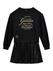 Guess Sukienka codzienna J5BK31 KAUH0 Czarny Regular Fit. Czarne sukienki dziewczęce Guess, z aplikacjami, z syntetyku, bez ramiączek. Za 319.99 zł.