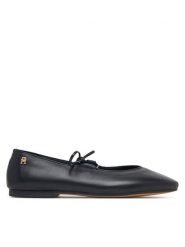 Tommy Hilfiger Baleriny Lace-Up Leather Ballerina FW0FW09542 Czarny. Czarne baleriny damskie Tommy Hilfiger, bez wzorów, ze skóry, bez obcasa. Za 529.99 zł.