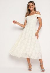 Jasnobeżowa Rozkloszowana Sukienka na Regulowanych Ramiączkach o Taliowanym Kroju Umadea. Brązowe sukienki damskie Born2be, m, bez wzorów, eleganckie, bez kołnierzyka, bez ramiączek, midi, rozkloszowane. W wyprzedaży za 183.99 zł.
