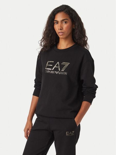 EA7 Emporio Armani Bluza 7W001366 AF12473 MC004 Czarny Regular Fit. Czarne bluzy bez kaptura damskie EA7 Emporio Armani, xxl, z bawełny. Za 426.99 zł.