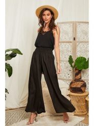 Lin Passion Lniane spodnie w kolorze czarnym rozmiar: 36/38. Czarne spodnie materiałowe damskie Lin Passion, bez wzorów, ze lnu, klasyczne, z podwyższonym stanem. Za 147.95 zł.
