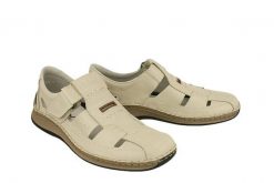 RIEKER 05284-60 beige, półbuty letnie męskie. Brązowe półbuty męskie Rieker, na lato, ze skóry, bez zapięcia. Za 379.90 zł.