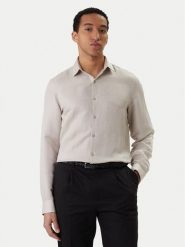 Calvin Klein Koszula LV019EU121 Beżowy Regular Fit. Brązowe koszule męskie CALVIN KLEIN, m, bez wzorów, ze lnu, bez kołnierzyka, bez ramiączek. Za 449.99 zł.