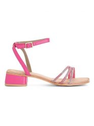 Cafe Noir Skórzane sandały w kolorze różowym rozmiar: 40. Różowe sandały damskie Cafe Noir, bez wzorów, bez obcasa, na koturnie. Za 139.87 zł.