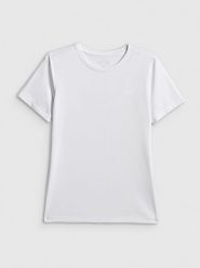 4F Koszulka treningowa regular szybkoschnąca damska - biała XXL. Białe t-shirty damskie 4f, xxl, bez wzorów, bez kołnierzyka. Za 79.99 zł.