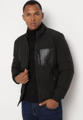 Czarna Kurtka Przejściowa ze Ściągaczami Zapinana na Suwak Neveale. Czarne kurtki męskie Born2be, l, bez wzorów, z materiału, eleganckie, bez kaptura. Za 139.99 zł.