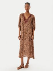 Selmark Sukienka plażowa BN798 Brązowy Regular Fit. Brązowe sukienki damskie SELMARK, na plażę, l, bez wzorów, z wiskozy, bez kołnierzyka, bez ramiączek. Za 469.99 zł.