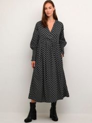 CULTURE Sukienka "Chaina" w kolorze czarno-białym rozmiar: XL. Czarne sukienki damskie Culture, na imprezę, s, bez wzorów, z wiskozy, klasyczne, bez kołnierzyka, bez ramiączek, maxi. Za 140.86 zł.