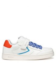 Geox Sneakersy J Eclyper J55LSA 5411 C0422 M Biały. Białe buty sportowe chłopięce Geox, ze skóry, bez zapięcia. Za 189.99 zł.