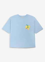 T-shirt oversize z czystej bawełny organicznej. Niebieskie koszulki dziewczęce bonprix, bez wzorów, z bawełny, bez ramiączek. Za 39.99 zł.