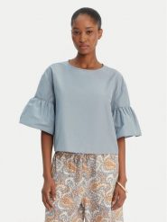 Weekend Max Mara Bluzka Break 2615111152 Błękitny Loose Fit. Niebieskie bluzki damskie Weekend Max Mara, bez wzorów, z bawełny, bez ramiączek. Za 739.99 zł.