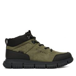Trapery Bugatti. Zielone buty zimowe męskie Bugatti, bez zapięcia. Za 499.99 zł.