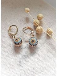 Atelier MIU Pozłacane kolczyki-kreole rozmiar: onesize. Niebieskie kolczyki damskie atelier MIU, z kryształem, pozłacane. Za 43.99 zł.