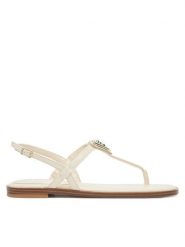 Guess Sandały FLJRA4 PAF21 Écru. Sandały damskie Guess, z aplikacjami, ze skóry, bez obcasa, na płaskiej podeszwie. Za 269.99 zł.