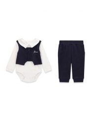 Guess Komplet body i spodnie P6BG09 K5985 Granatowy Regular Fit. Niebieskie spodnie niemowlęce Guess, z aplikacjami, z bawełny. Za 214.99 zł.