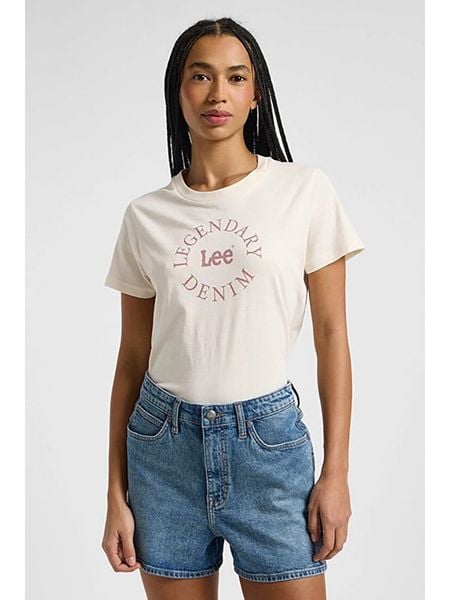 Lee Koszulka w kolorze kremowym rozmiar: M. Brązowe bluzki damskie Lee, m, bez wzorów, z bawełny, bez kołnierzyka, bez ramiączek. Za 56.99 zł.