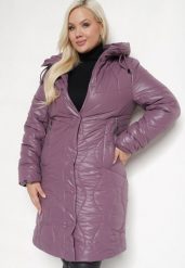 Ciemnofioletowa Kurtka z Kapturem Ozdobiona Przeszyciami ze Ściągaczami Ittasia. Fioletowe kurtki damskie Born2be, l, bez wzorów, z jeansu, z kapturem. Za 149.99 zł.