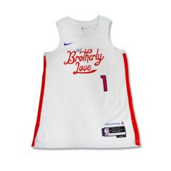 Koszulka Nike Philadelphia 76ers Swingman Jersey City Edition 22 James Harden. Białe bluzki damskie Nike, bez wzorów, z jersey, sportowe, bez kołnierzyka, bez ramiączek. Za 299.00 zł.