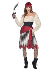 Amscan 2-częściowy kostium "Notorious pirates" w kolorze czerwono-czarno-kremowym rozmiar: S. Brązowe stroje jednoczęściowe damskie AMSCAN, s, z aplikacjami. Za 69.99 zł.