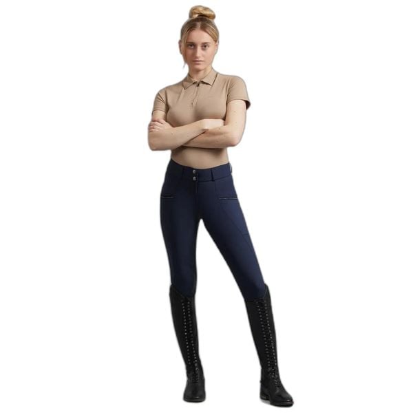 Damskie spodnie jeździeckie o pełnej przyczepności Premier Equine Ofena. Niebieskie spodnie materiałowe damskie PREMIER EQUINE, bez wzorów, z materiału, eleganckie. Za 566.00 zł.