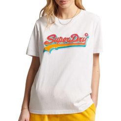 Koszulka turystyczna damska Superdry Vintage Seasonal. Białe bluzki sportowe damskie Superdry., l, bez wzorów, z bawełny, bez ramiączek. Za 81.00 zł.
