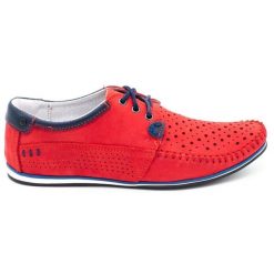 KOMODO Buty męskie mokasyny 875 lato czerwone. Czerwone mokasyny męskie na lato, ze skóry. Za 377.80 zł.