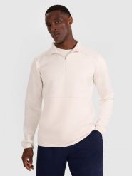 4F Bluza treningowa regular szybkoschnąca męska - biała S. Białe bluzy bez kaptura męskie 4f, bez wzorów, z dzianiny, klasyczne, bez kołnierzyka, bez ramiączek. Za 229.99 zł.