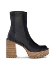 Nine West Botki SHAYLA 13151V Czarny. Czarne botki damskie Nine West, z syntetyku, bez obcasa, na słupku, bez zapięcia. Za 349.99 zł.