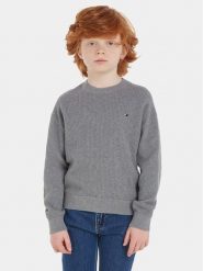 Tommy Hilfiger Sweter Essential KB0KB08504 Szary Regular Fit. Szare swetry chłopięce Tommy Hilfiger, bez wzorów, z bawełny, bez kołnierzyka. Za 299.99 zł.