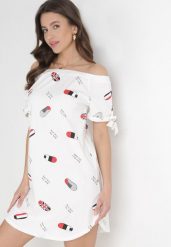 Biała Pudełkowa Sukienka Hiszpanka Bawełniana Agaslia. Białe sukienki damskie Born2be, na co dzień, m, bez wzorów, z bawełny, bez kołnierzyka, bez ramiączek, mini. W wyprzedaży za 63.99 zł.